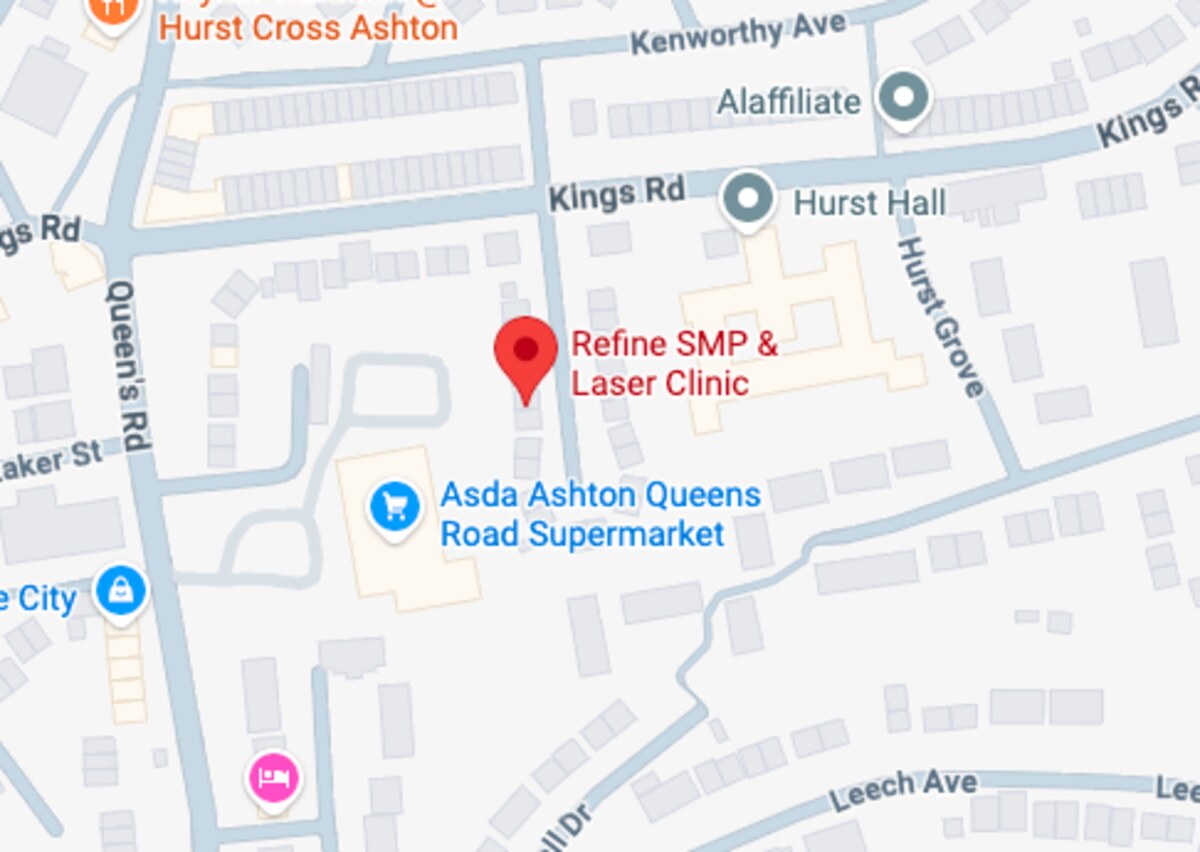 Map showing Refine SMP clinic at 9 Anderton Grove, Ashton-under-Lyne OL6 9EF